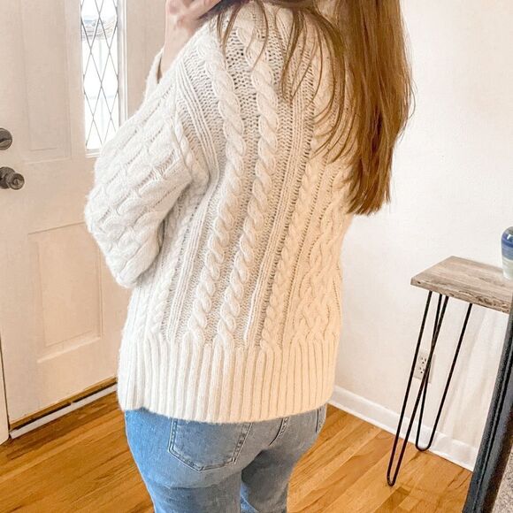 ALC Nevelson Cable Knit Turtleneck Sweater Ivory S - Picture 4 of 10